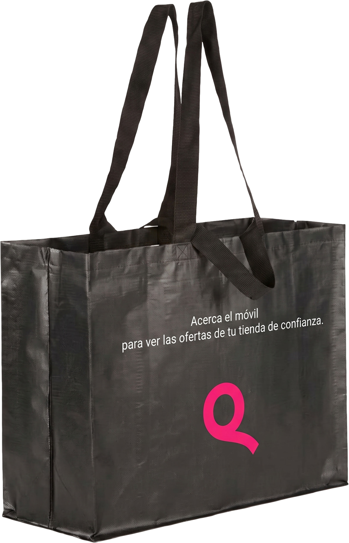 Bolsa de rafia SmartRetail negra con la Q rosa de SeQreto
